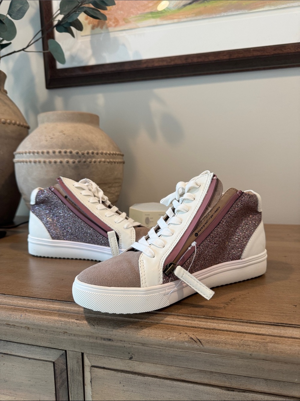 Blondo Purple Glitter & White High-Top Sneakers